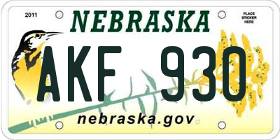 NE license plate AKF930