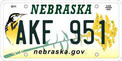 NE license plate AKF951