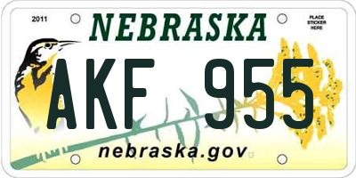 NE license plate AKF955