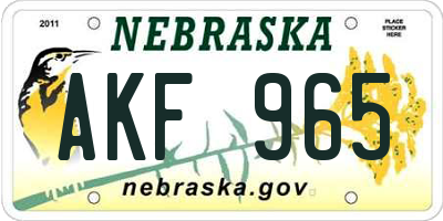 NE license plate AKF965