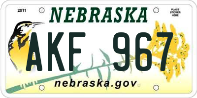 NE license plate AKF967