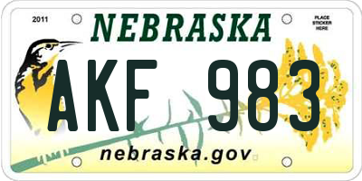 NE license plate AKF983