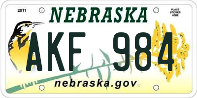 NE license plate AKF984