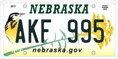 NE license plate AKF995