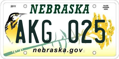 NE license plate AKG025