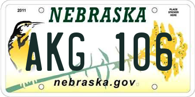 NE license plate AKG106