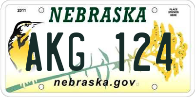 NE license plate AKG124