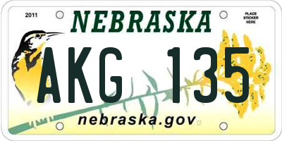 NE license plate AKG135