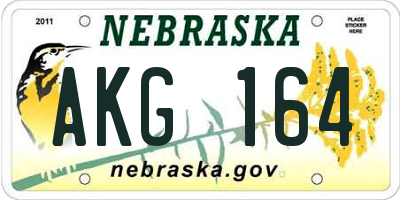 NE license plate AKG164