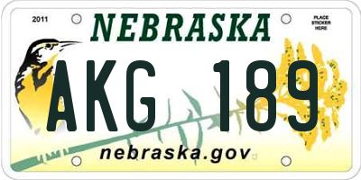 NE license plate AKG189
