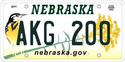 NE license plate AKG200