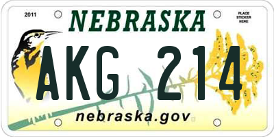 NE license plate AKG214