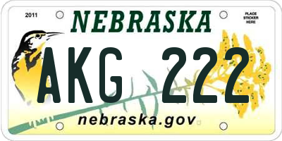 NE license plate AKG222