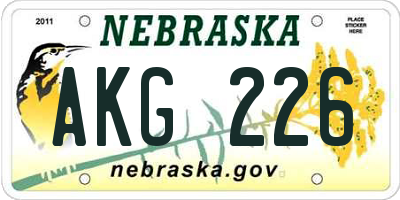 NE license plate AKG226