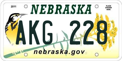 NE license plate AKG228
