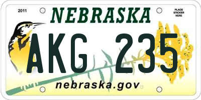 NE license plate AKG235