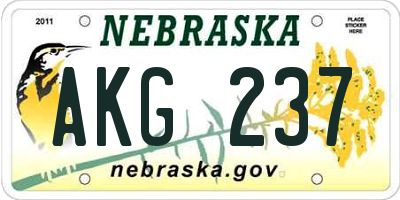NE license plate AKG237