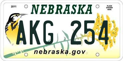NE license plate AKG254
