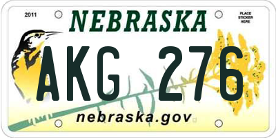 NE license plate AKG276