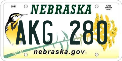NE license plate AKG280