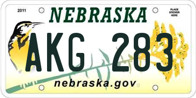 NE license plate AKG283