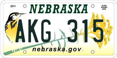 NE license plate AKG315