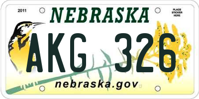 NE license plate AKG326