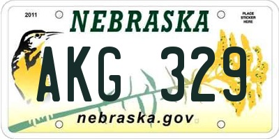 NE license plate AKG329