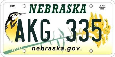 NE license plate AKG335