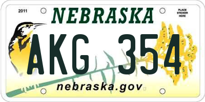 NE license plate AKG354