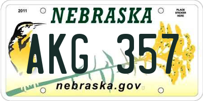 NE license plate AKG357