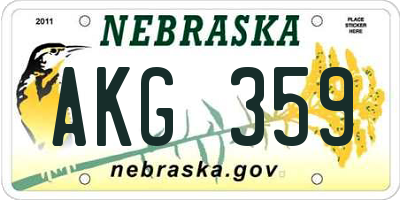 NE license plate AKG359