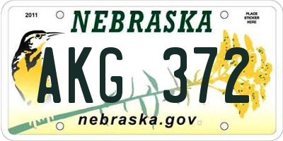 NE license plate AKG372