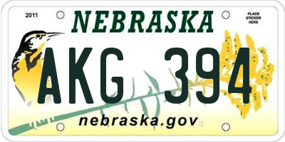 NE license plate AKG394