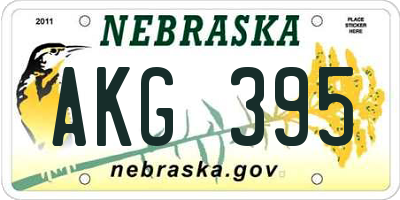 NE license plate AKG395