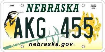 NE license plate AKG455