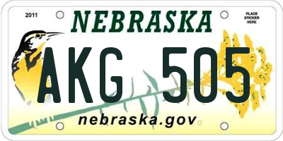 NE license plate AKG505