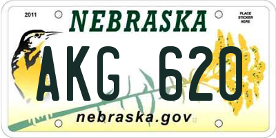 NE license plate AKG620