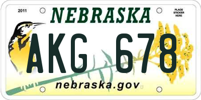 NE license plate AKG678