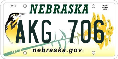 NE license plate AKG706
