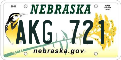 NE license plate AKG721