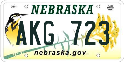 NE license plate AKG723