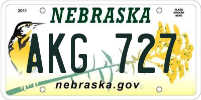NE license plate AKG727