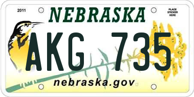 NE license plate AKG735