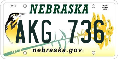 NE license plate AKG736