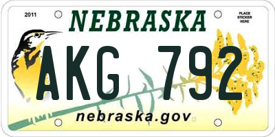 NE license plate AKG792