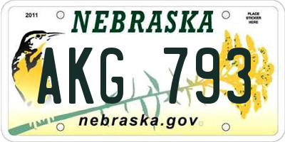 NE license plate AKG793