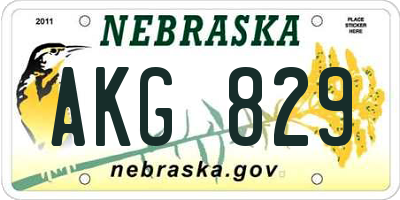 NE license plate AKG829