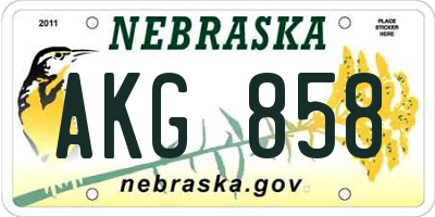 NE license plate AKG858