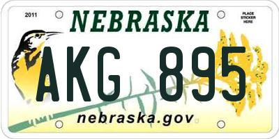 NE license plate AKG895